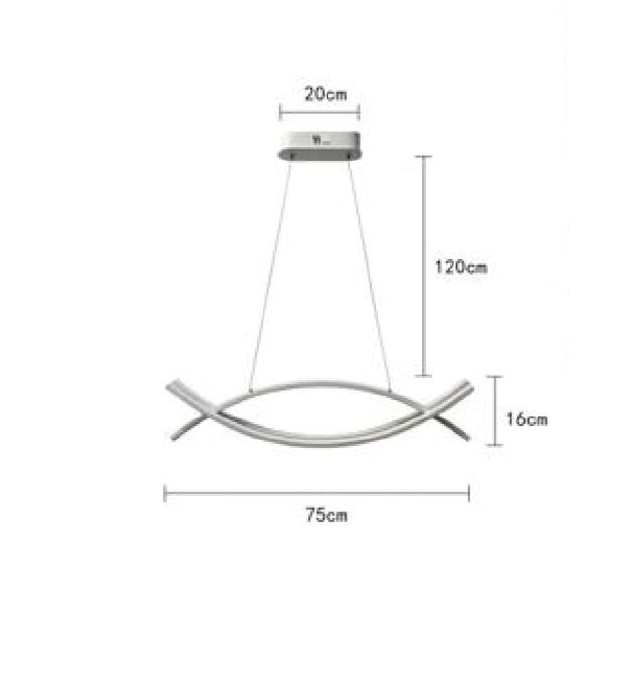 LAMPADARIO A SOSPENSIONE MODERNO 2 LINEE CURVE INCROCIATE LUCE 4000K 6500K LP-27 - 3
