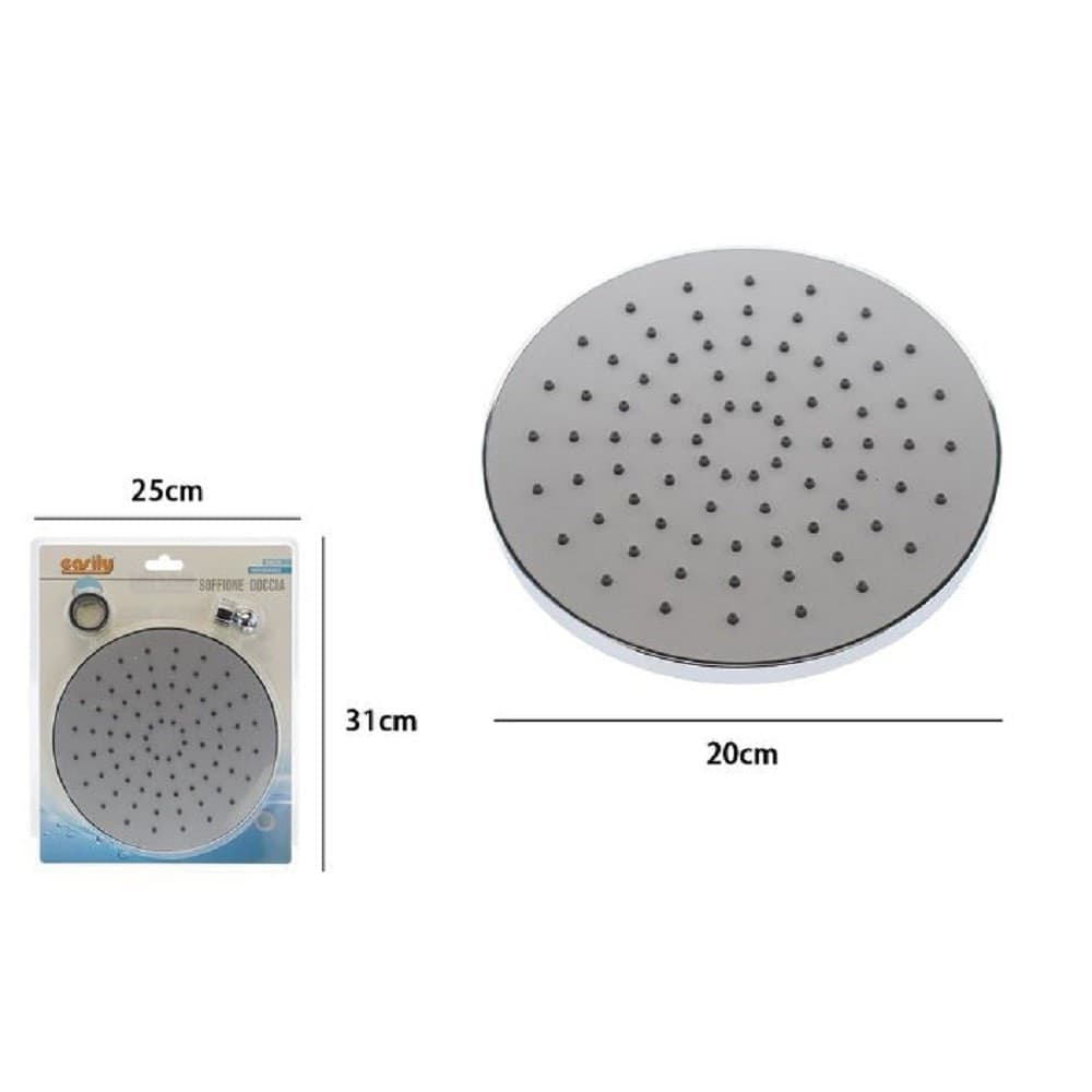 SOFFIONE PER DOCCIA ROTONDO DIAMETRO 20 CM UGELLI FORI BAGNO MISCELATORE 79526 - 2