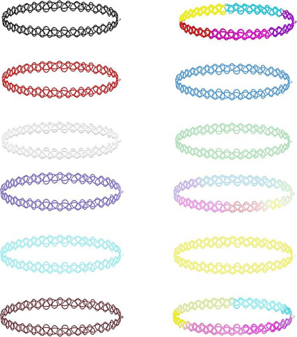 COLLANE COLLANA GIROCOLLO GOMMA STRETCH MODA GOTICO ELASTICO EFFETTO TATOO HYPE - 2
