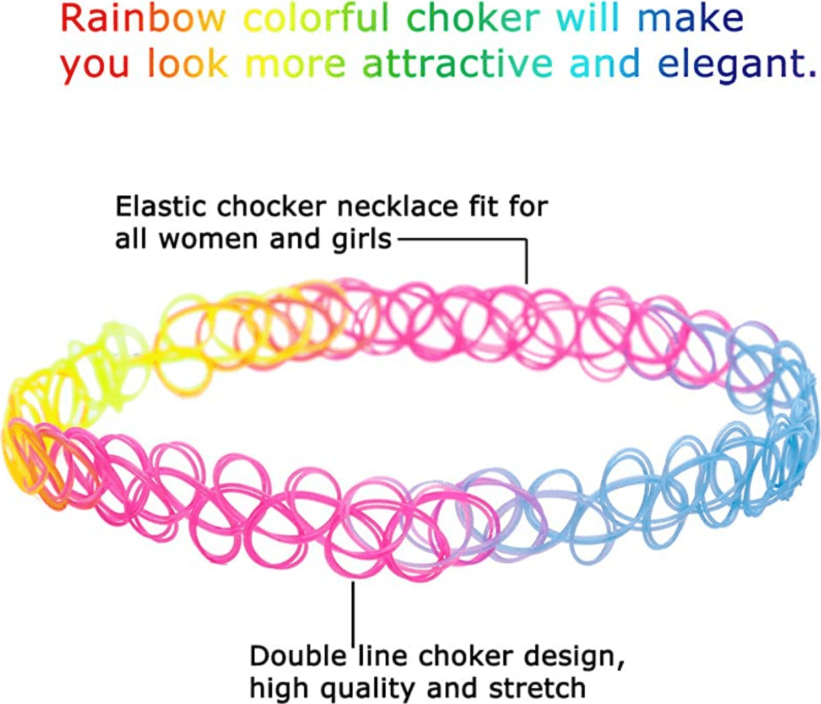 COLLANE COLLANA GIROCOLLO GOMMA STRETCH MODA GOTICO ELASTICO EFFETTO TATOO HYPE - 3