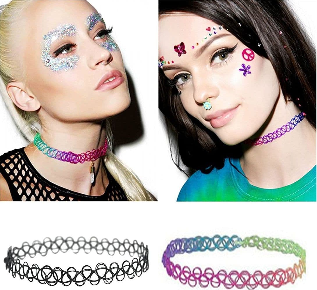 COLLANE COLLANA GIROCOLLO GOMMA STRETCH MODA GOTICO ELASTICO EFFETTO TATOO HYPE - 4