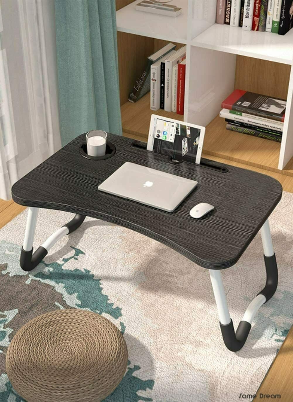 TAVOLINO PIEGHEVOLE VASSOIO SCRIVANIA 60X40X28 CM TAVOLO PER COMPUTER PORTATILE - 7