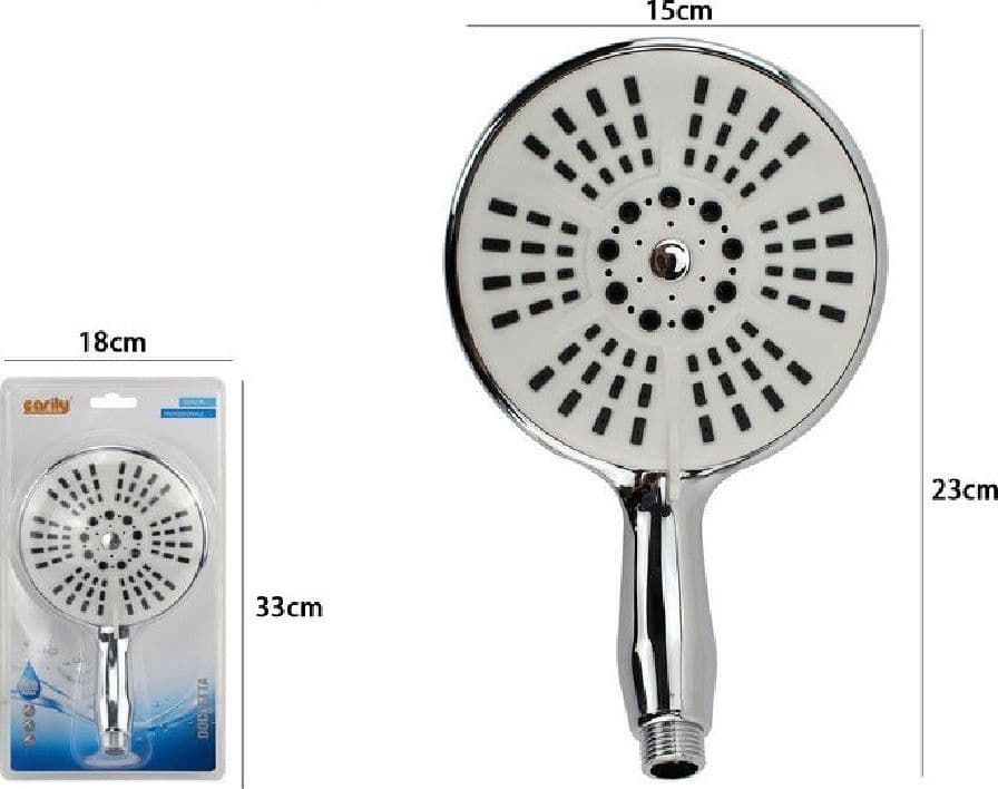 SOFFIONE GRANDE ROTONDO DOCCIA 15 X 23CM DOCCETTA MULTIGETTO BAGNO MODERNA 59266 - 2
