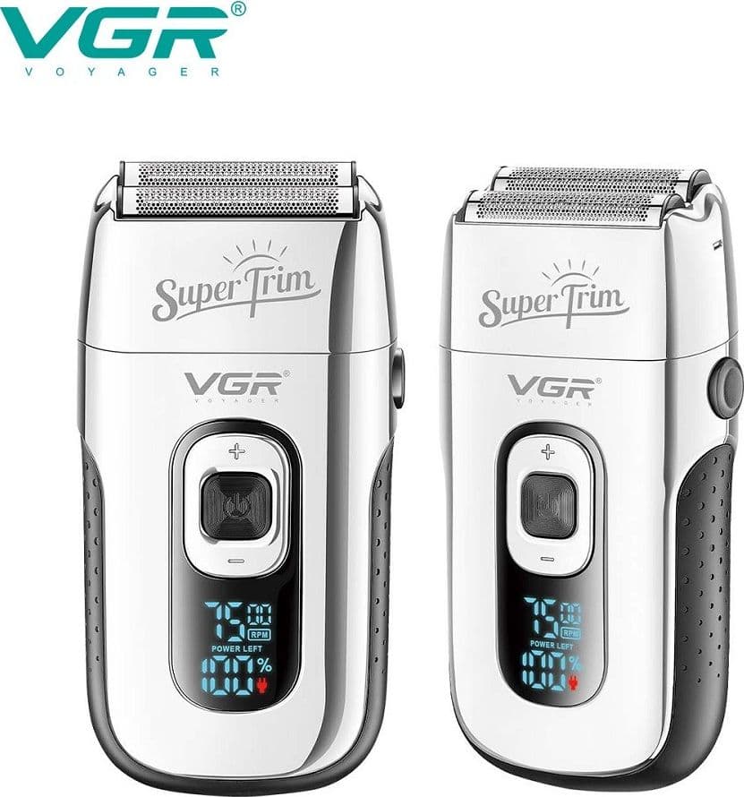 VGR V-332 Rasoio Professionale Foil Shaver Barber Display LED 3 Velocità – Silver – MaxTech – argentato