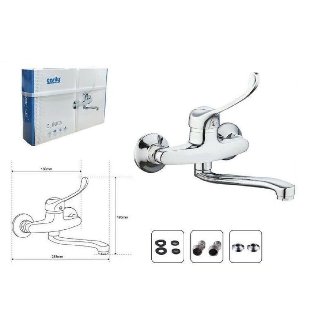 MISCELATORE RUBINETTO LAVELLO CUCINA VASCA MURO PARETE MONOCOMANDO CLINICA 69207 - 2