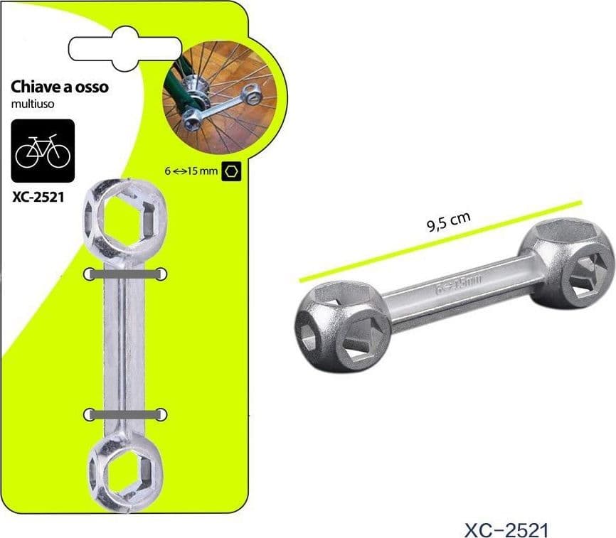 CHIAVE A OSSO CON FORI ESAGONALI MULTIUSO STRUMENTO RIPARAZIONE PER BICI XC-2521