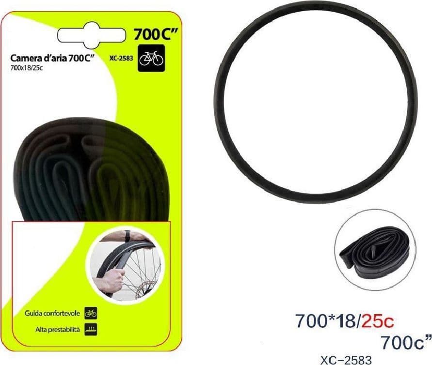 CAMERA D’ARIA 700C" PER PNEUMATICI RUOTE BICI BICICLETTA BIKE 700X18/25C XC-2583