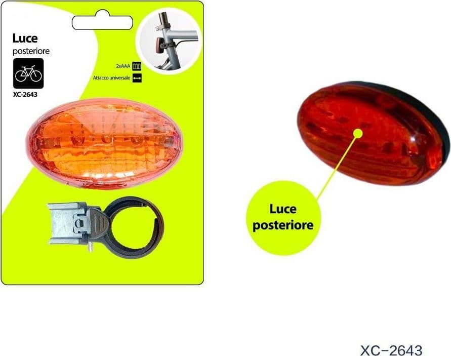 LUCE POSTERIORE PER BICI FANALE FANALINO BICICLETTA ATTACCO UNIVERSALE XC-2643