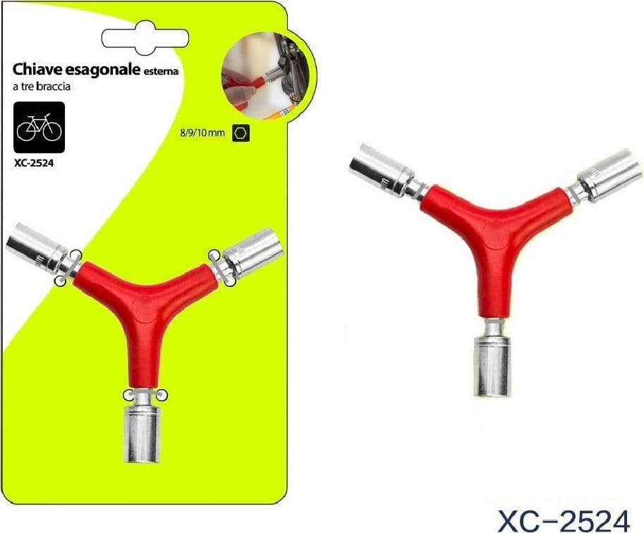 CHIAVE ESAGONALE ESTERNA TIPO Y A BUSSOLA PER BICI A TRE BRACCIA 8 9 10MM XC2524