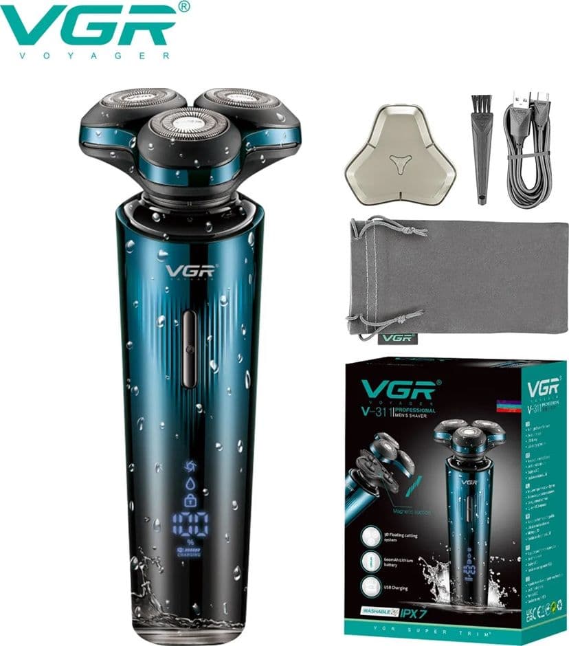 Tagliacapelli e Rasoio Professionale VGR V-311 – Shaver Barber di Precisione – Blu – MaxTech – blu