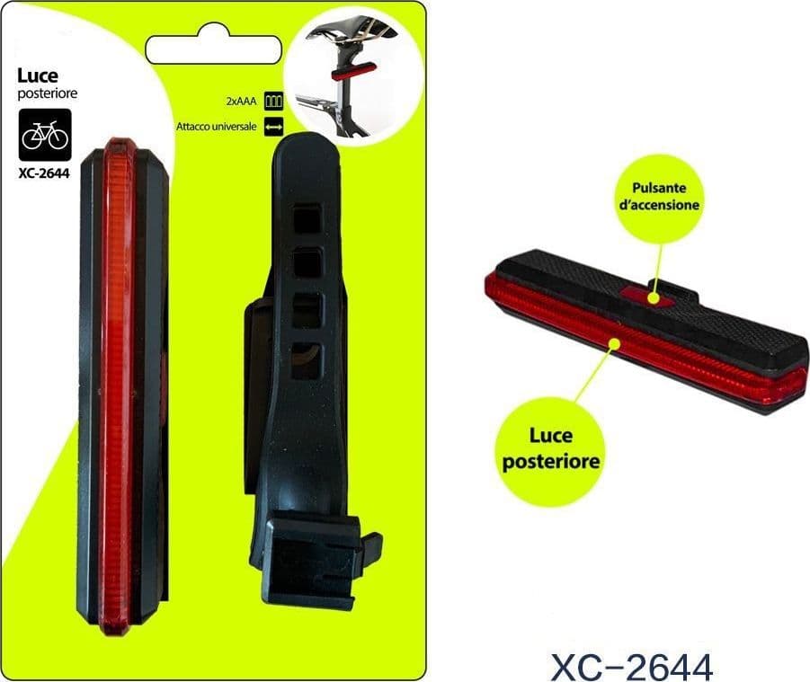 LUCE POSTERIORE A BATTERIA PER BICI FANALE BICICLETTA ATTACCO UNIVERSALE XC-2644
