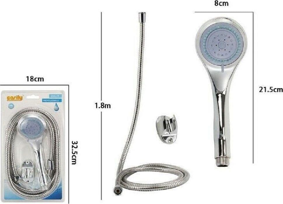 KIT DOCCETTA ROTONDA DOCCINO SOFFIONE DOCCIA CON LACCIO 1,8MT STAFFA BAGNO 59177 - 2
