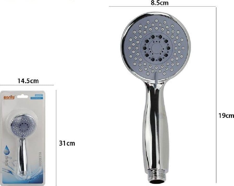DOCCETTA ROTONDA 19 X 8.5CM DOCCINO SOFFIONE DOCCIA BAGNO CORNETTA MODERNO 59566 - 2