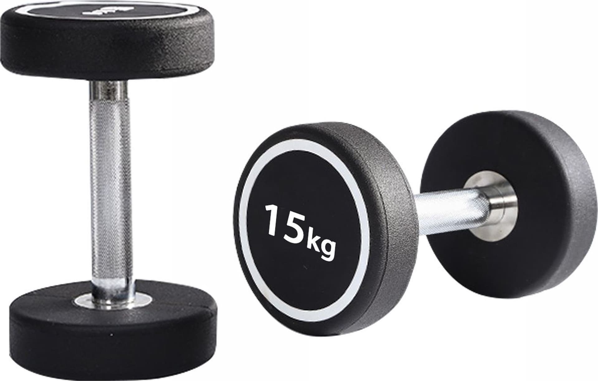 MANUBRIO SINGOLO PROFESSIONALE IN VINILE DA 15 KG PESI PALESTRA FITNESS SPORT - 2