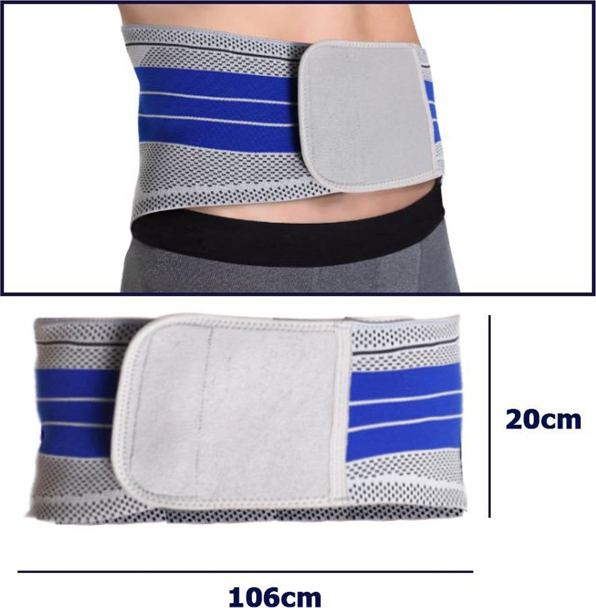 FASCIA POSTURALE SCHIENA SUPPORTO REGOLABILE A STRAPPO TUTORE LOMBARE BLU