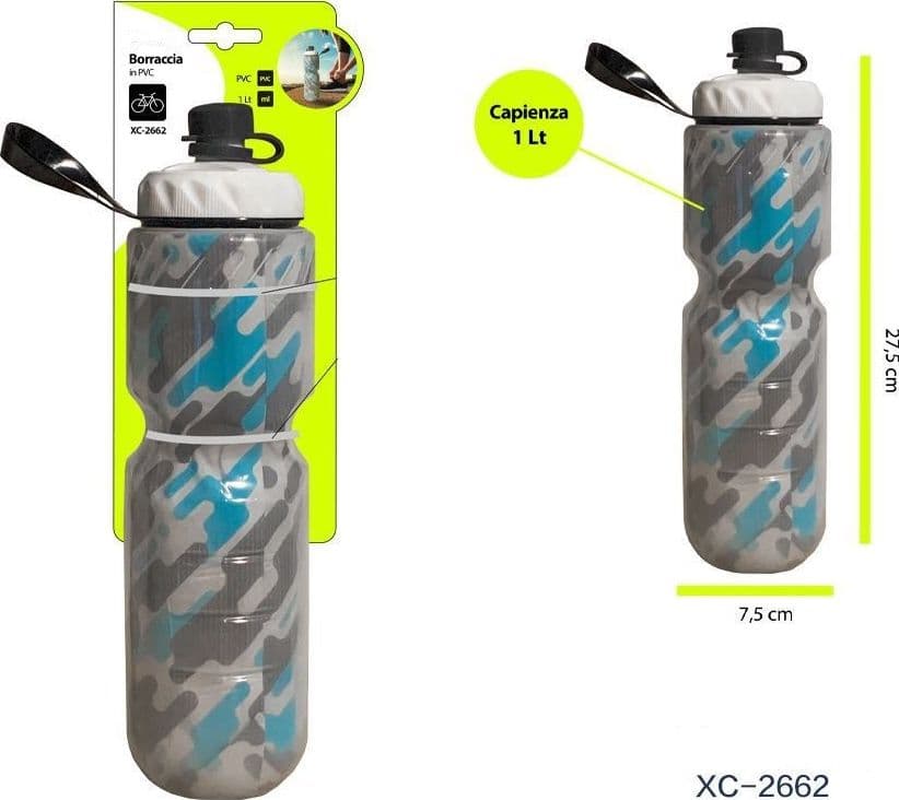 BORRACCIA IN PVC CAPIENZA 1LT PORTATILE BICI SPORT MIMETICA 27,5X7,5CM XC-2662