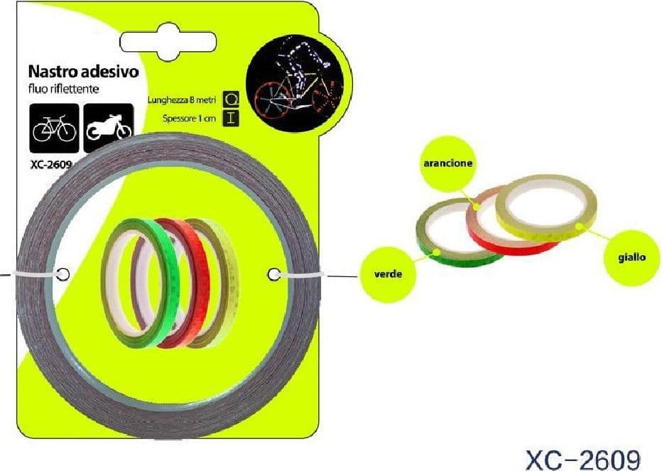 NASTRO ADESIVO FLUO RIFLETTENTE CATARIFRANGENTE PER BICI MOTO CICLISMO XC-2609
