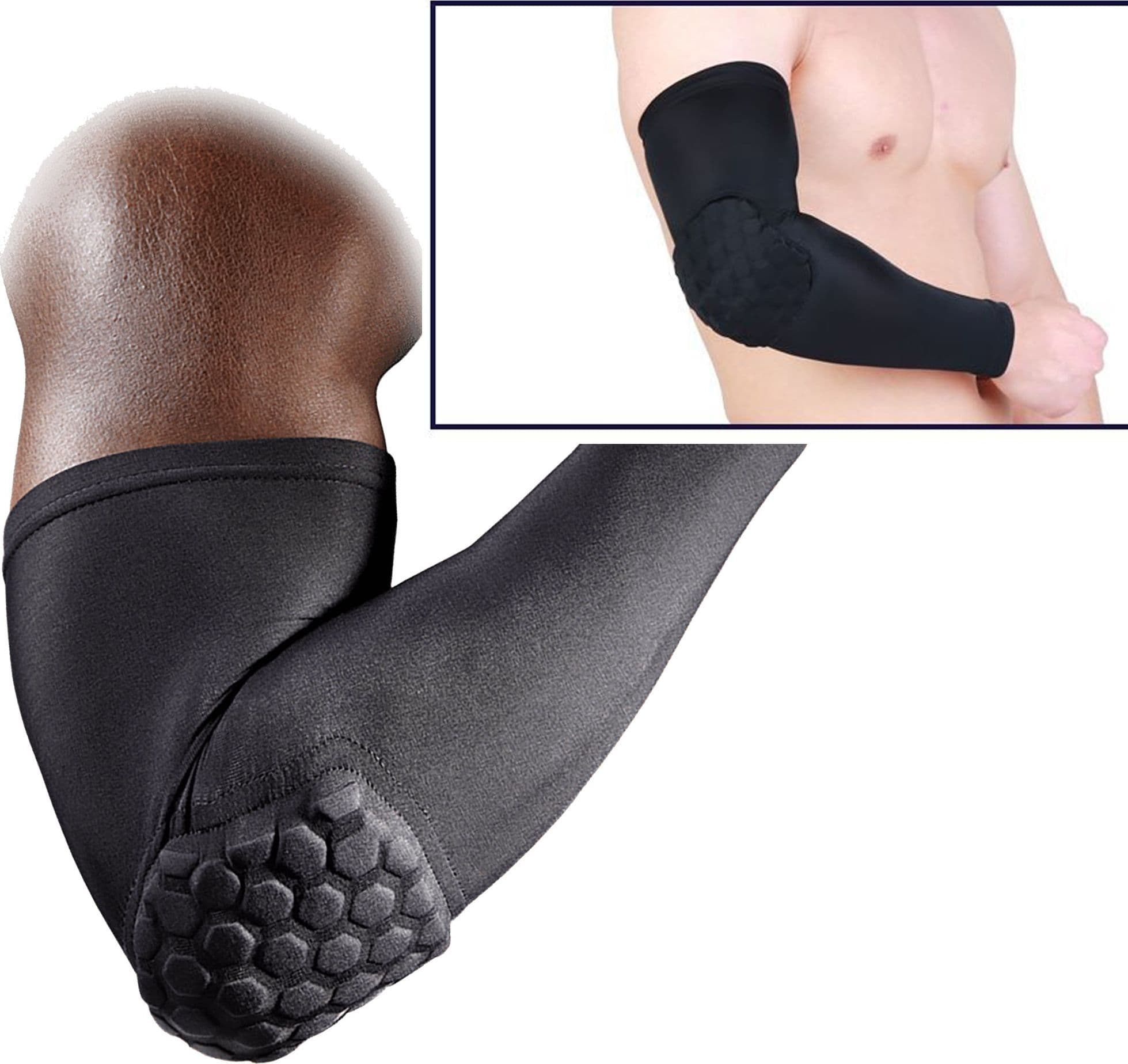 GOMITIERA FASCIA PER GOMITO MANICOTTO COMPRESSIONE CON PROTEZIONE HEX XL NERO