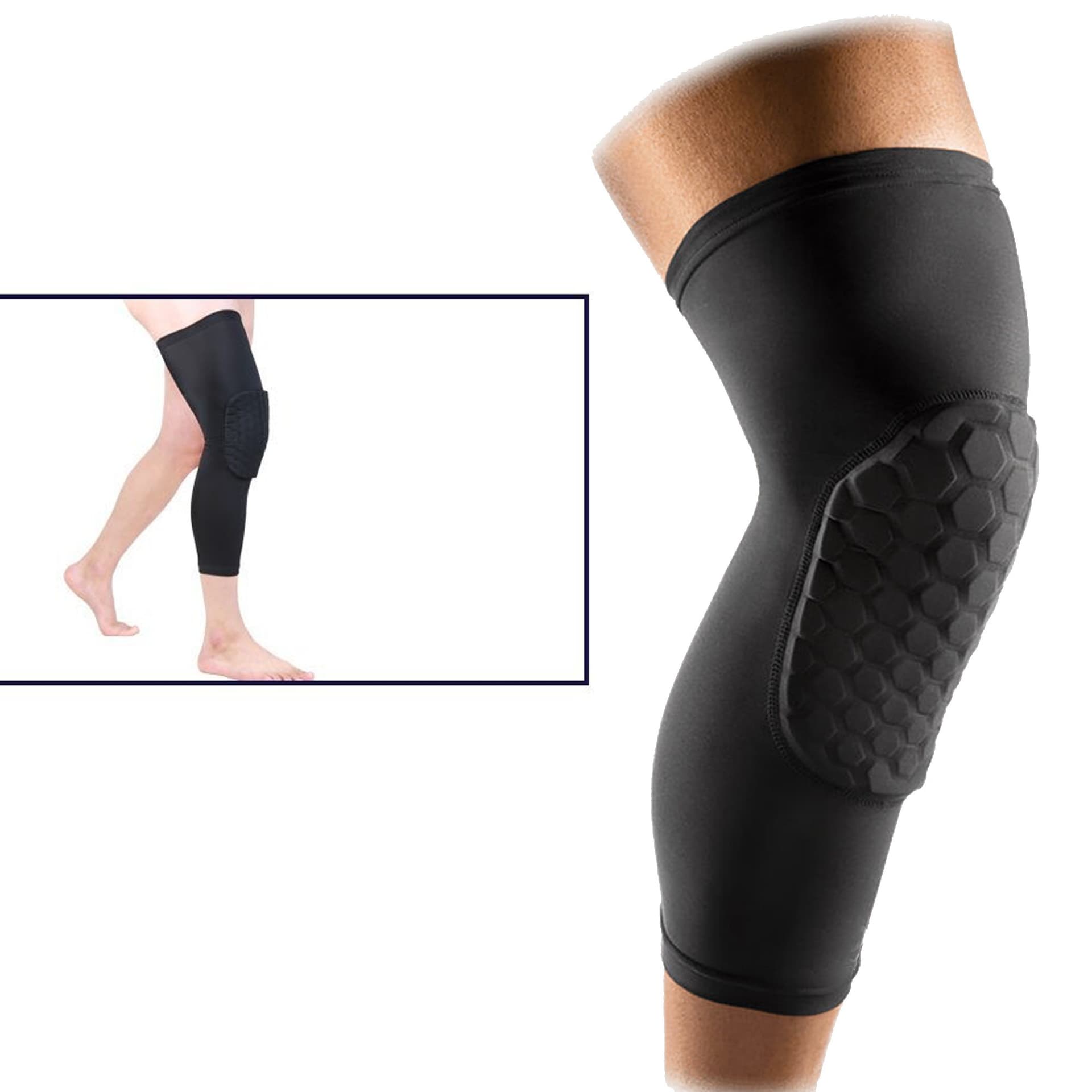 GINOCCHIERA ELASTICA CON PROTEZIONE HEX 9MM PARACOLPI SPORT COMPRESSIONE NERO - 2