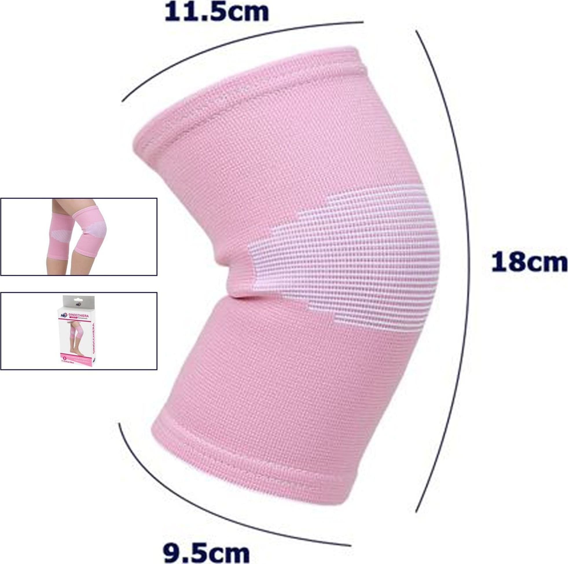 COPPIA GINOCCHIERE FASCIA ELASTICA ANALLERGICA LAVABILE PER BAMBINI ROSA TG. S