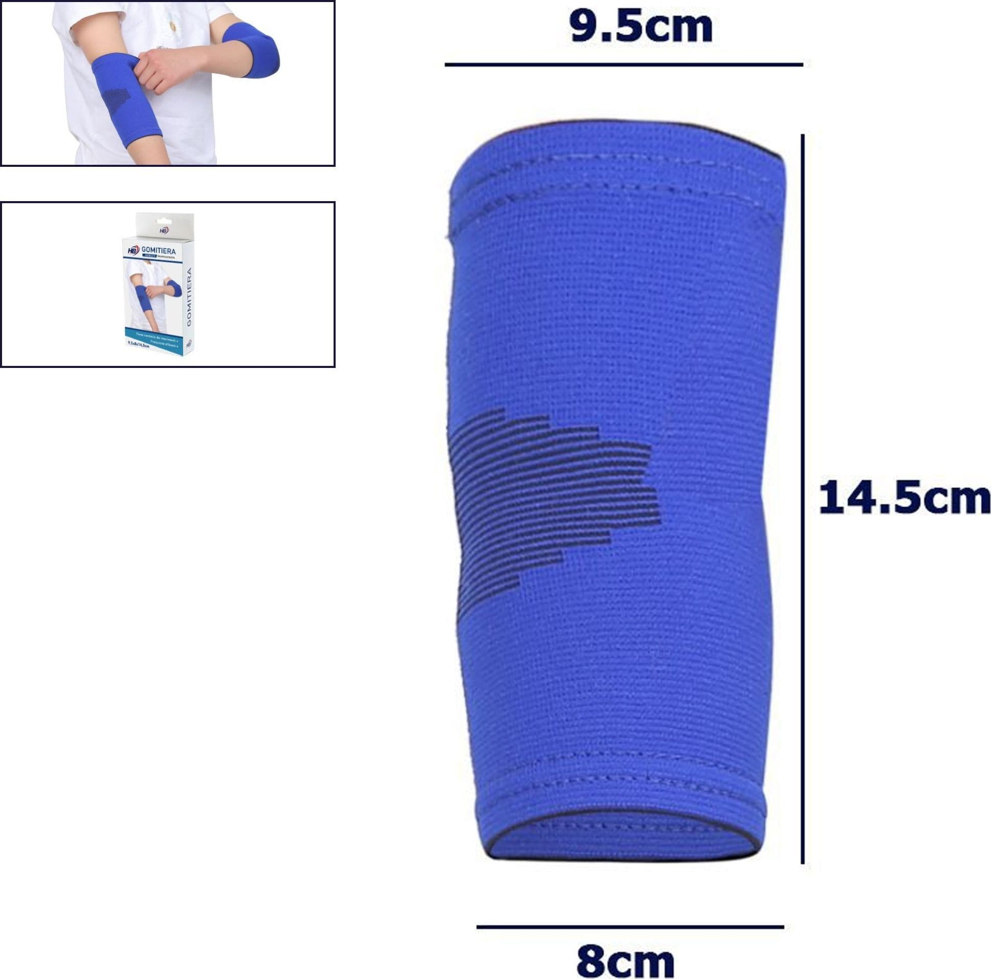 COPPIA GOMITIERA FASCIA ELASTICA SUPPORTO PER GOMITO ANALLERGICO BAMBINI BLU