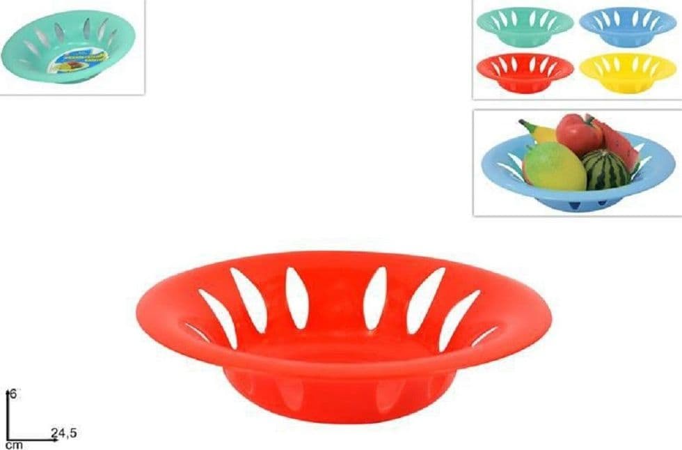 SET 3PZ CESTINO CESTO TONDO COLORATO CENTROTAVOLA PORTA FRUTTA CUCINA 24,5 X 6CM