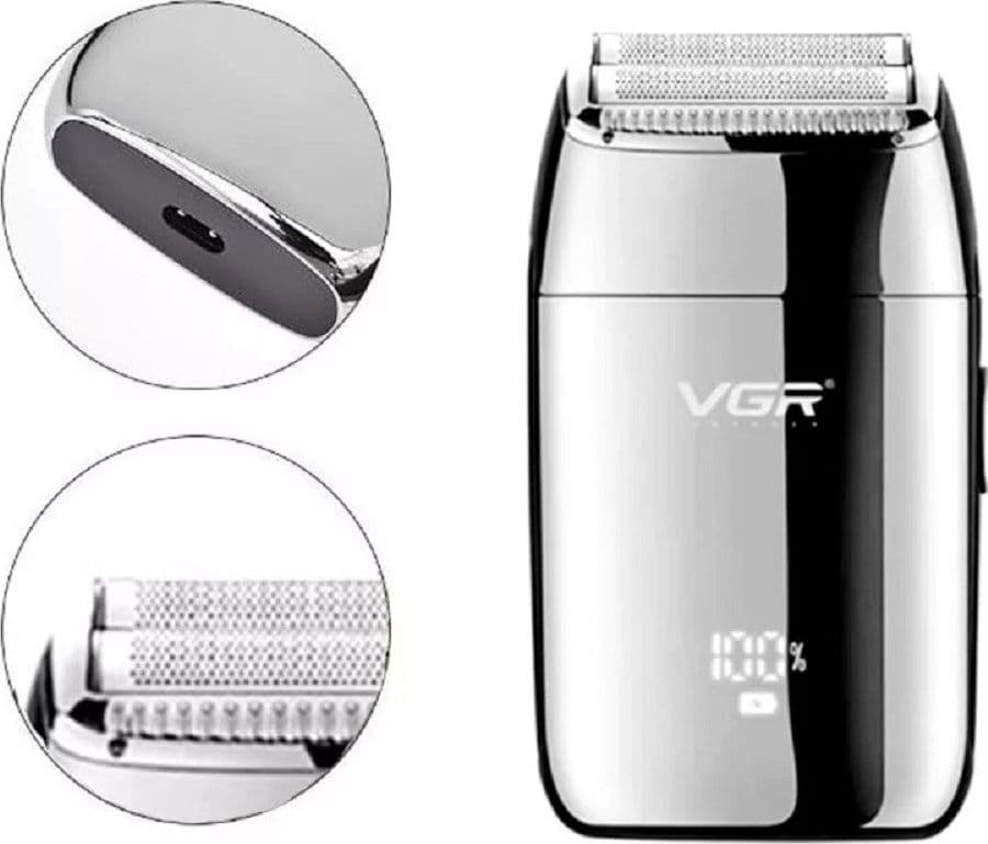 Rasoio Professionale Foil Shaver VGR V-399 Doppia Testina Barber Shaver – Silver – MaxTech – moderno