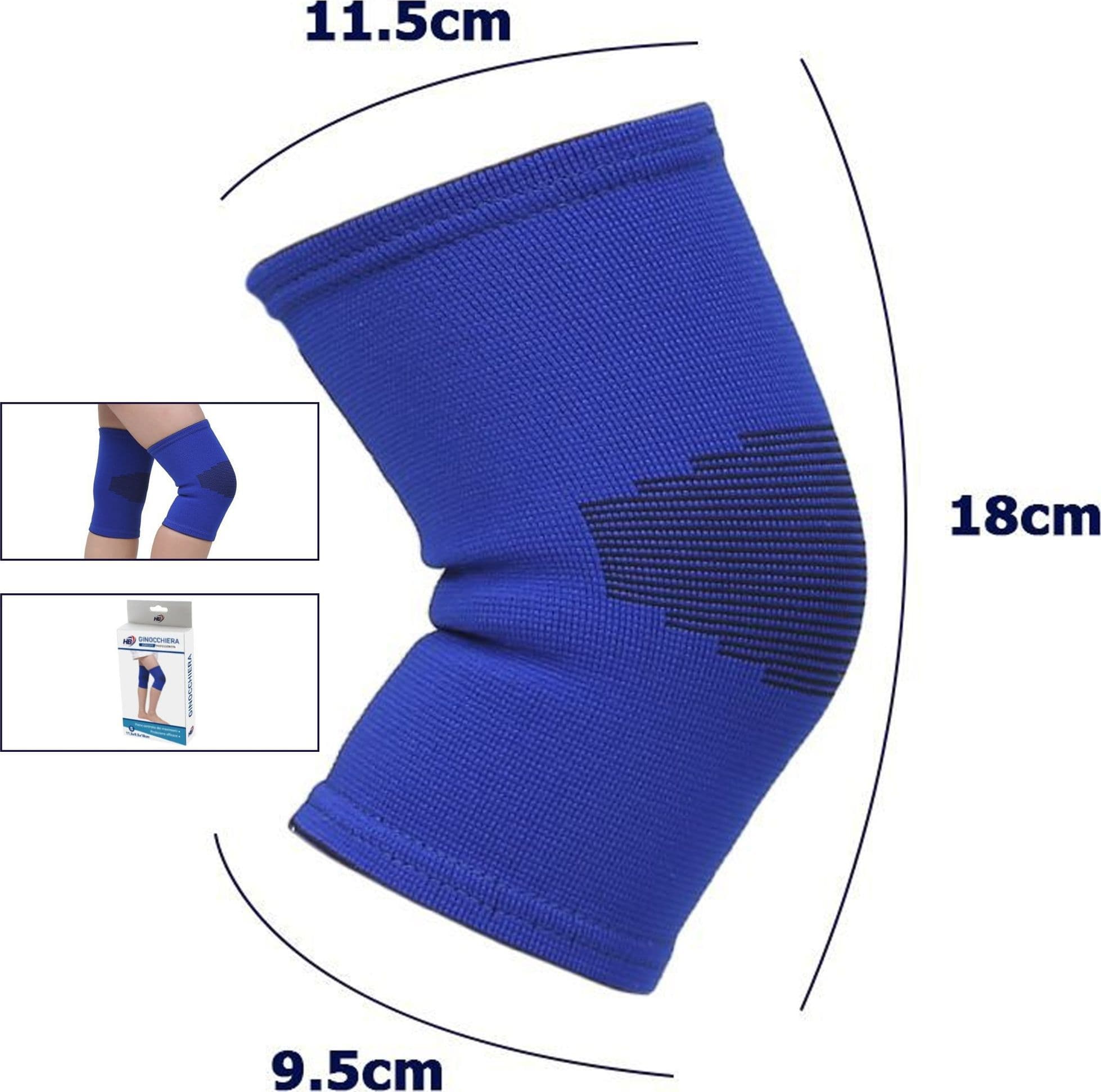 COPPIA GINOCCHIERE FASCIA ELASTICA ANALLERGICA LAVABILE PER BAMBINI BLU TG. S