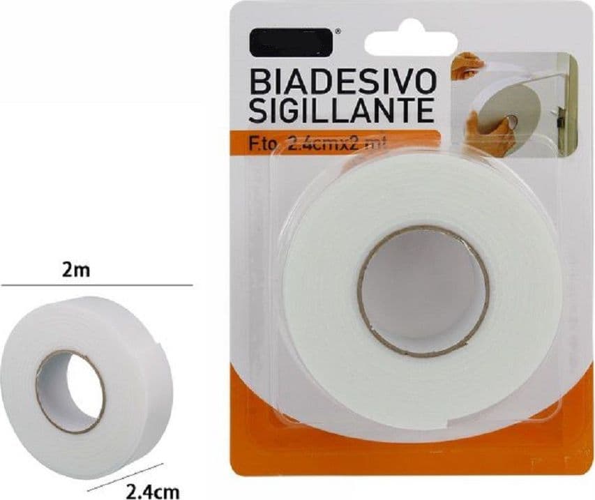 ROTOLO NASTRO BIADESIVO SIGILLANTE BIANCO 2,4 CM X 2 METRI SIGILLA RIPARA 69826