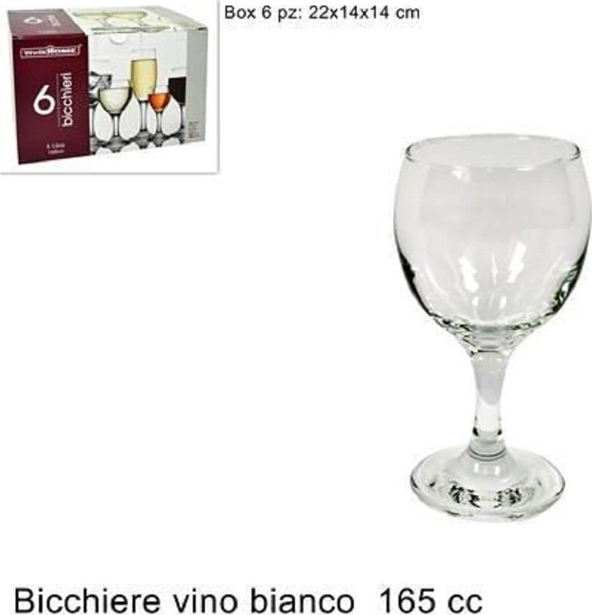 SET 6 PEZZI SERVIZIO CALICI CALICE BICCHIERI IN VETRO 165 CC VINO BIANCO ACQUA - 2