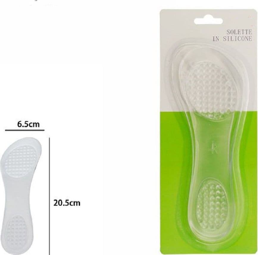 COPPIA SOLETTE GEL SILICONE MORBIDO CURA PROTEZIONE SOTTOPIEDE 6,5X20,5 CM 67292