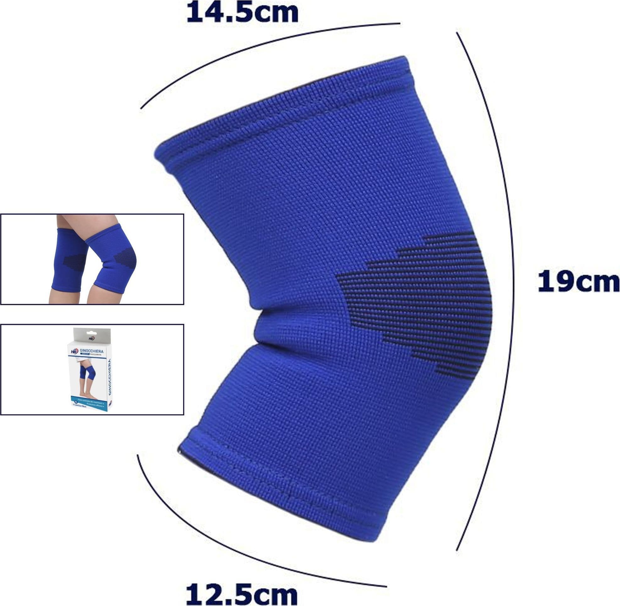 COPPIA GINOCCHIERE FASCIA ELASTICA ANALLERGICA LAVABILE PER BAMBINI BLU TG. M