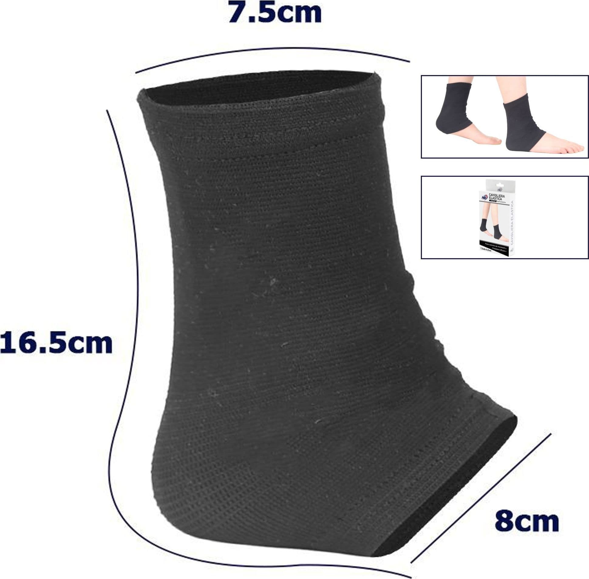 COPPIA CAVIGLIERE SUPPORTO PER CAVIGLIA ANALLERGICA ELASTICA PER BAMBINI NERO