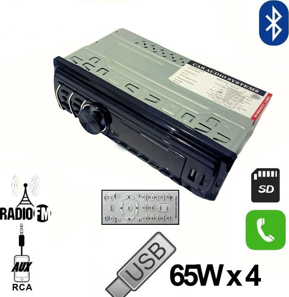 AUTORADIO STEREO AUTO VIVAVOCE BLUETOOTH AUX MP3 SD USB 65WX4 LE-502 LUCI COLORI - 2