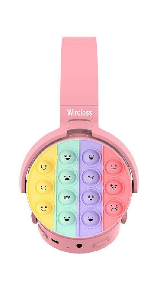 CUFFIE POPIT BAMBINE WIRELESS RADIO BLUETOOTH 5.0 PIEGHEVOLE SD USB COLORE ROSA - 4