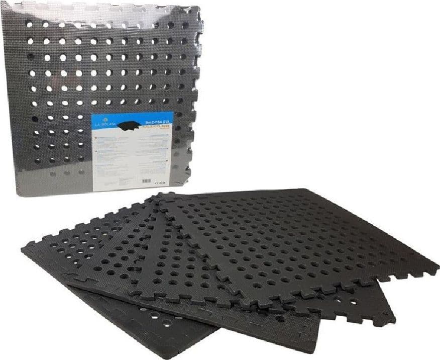 SET 4 PIASTRELLE TAPPETO TAPPETINO EVA NERA PISCINA PALESTRA CASA 50X50CM 194706