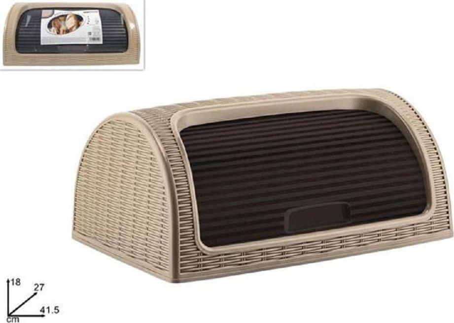 PORTAPANE PANE CROCK SERRANDINA GRANDE ROTOLO CONTENITORE EFFETTO RATTAN CAPPUCCINO