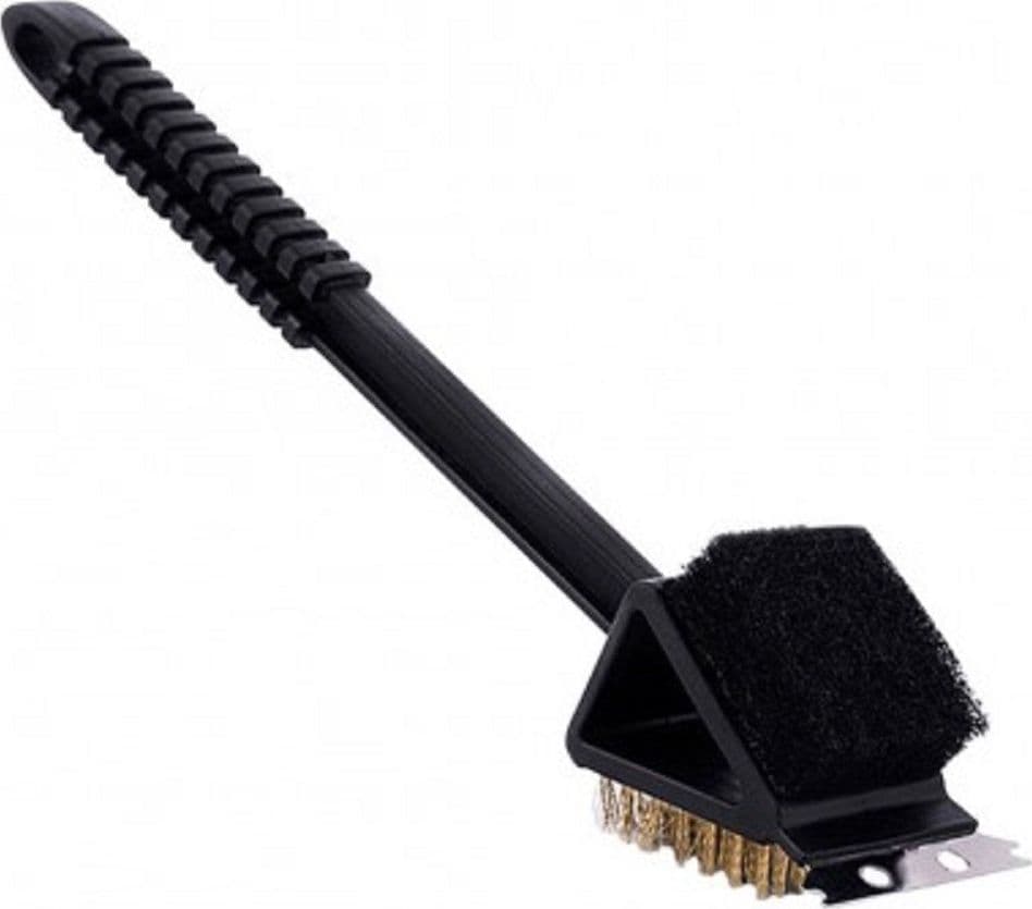 SPAZZOLA PER PULIZIA GRIGLIA GRILL BARBECUE BBQ 3 IN 1 MANICO IN PLASTICA 37 CM - 3