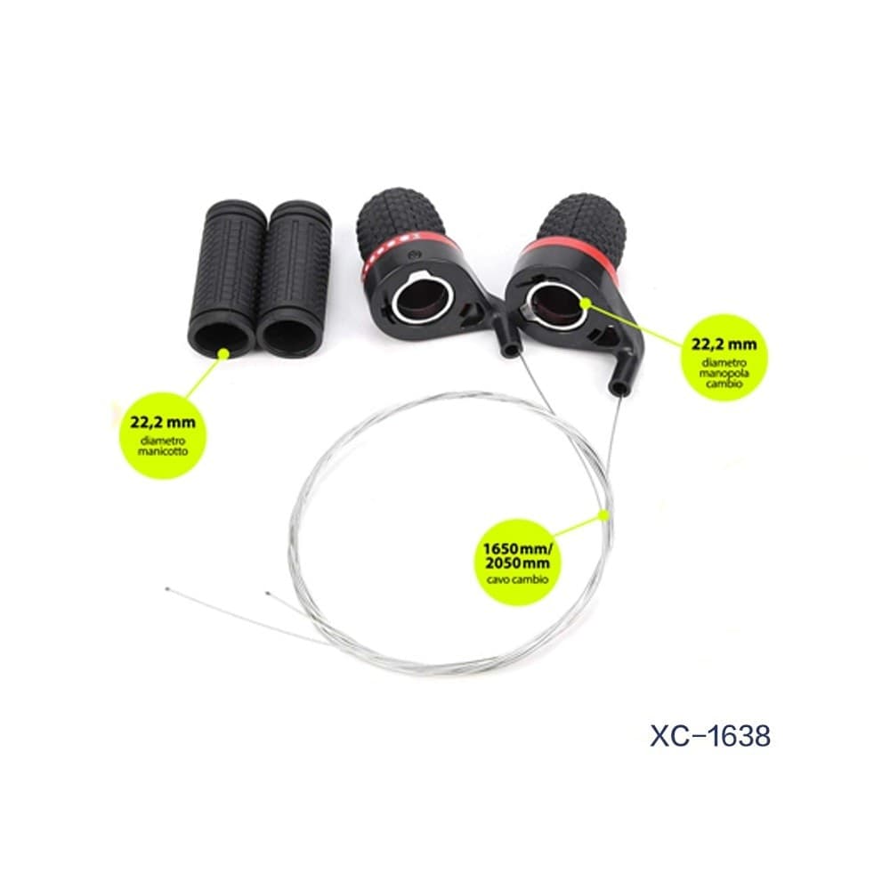 SET LEVE PER CAMBIO VELOCITA 3X7 CON MANOPOLA TORSIONE ANTISCIVOLO BICI XC-1638 - 2