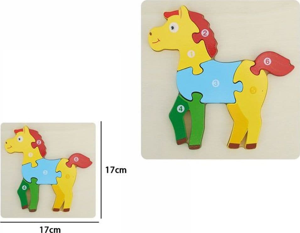 PUZZLE 3D BLOCCHI LEGNO FORMA DI CAVALLO EDUCATIVO COLORATO GIOCO BAMBINI ANIMALI - 2