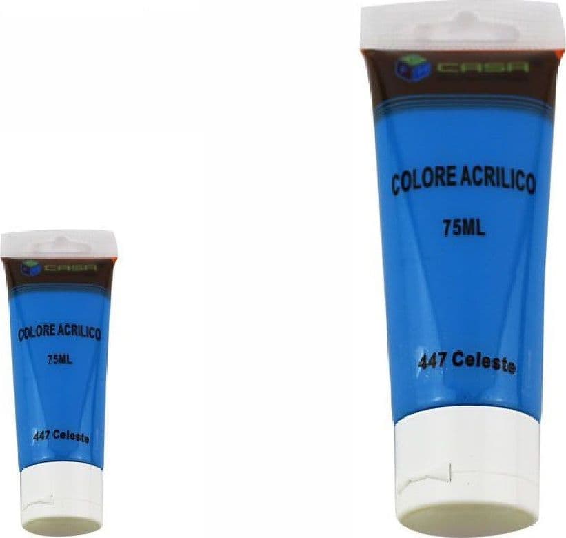 SET 6 PEZZI PITTURA ACRILICA VERNICE CONFEZIONE COLORE CELESTE TUBO 75 ML 07498