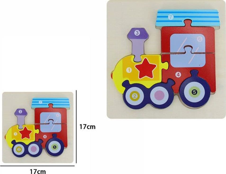PUZZLE 3D BLOCCHI LEGNO FORMA DI TRENO EDUCATIVO COLORATO GIOCO BAMBINI TRENINO - 2