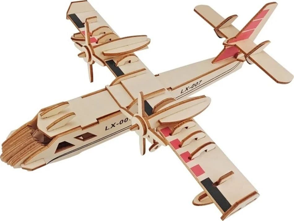 PUZZLE 3D LEGNO IDROVOLANTE MODELLINO MODELLISMO COLLEZIONE GIOCO BAMBINI 07348