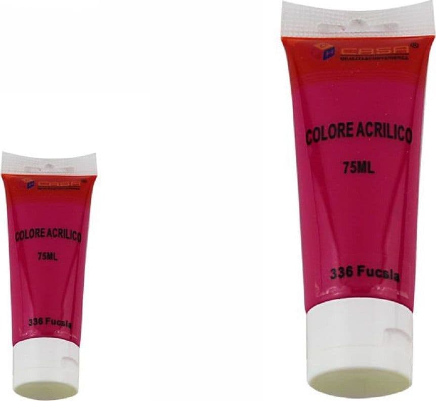 SET 6 PEZZI PITTURA ACRILICA VERNICE CONFEZIONE COLORE FUXIA TUBO 75 ML 07489