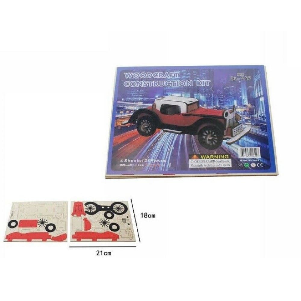 PUZZLE 3D LEGNO AUTO D’EPOCA MODELLINO MODELLISMO COLLEZIONE GIOCO BAMBINI 07334 - 1