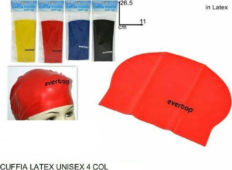 CUFFIA PISCINA MARE NUOTO COLORATE IN LATTICE LATEX UNISEX 11X26.5CM 4 COLORI - 2