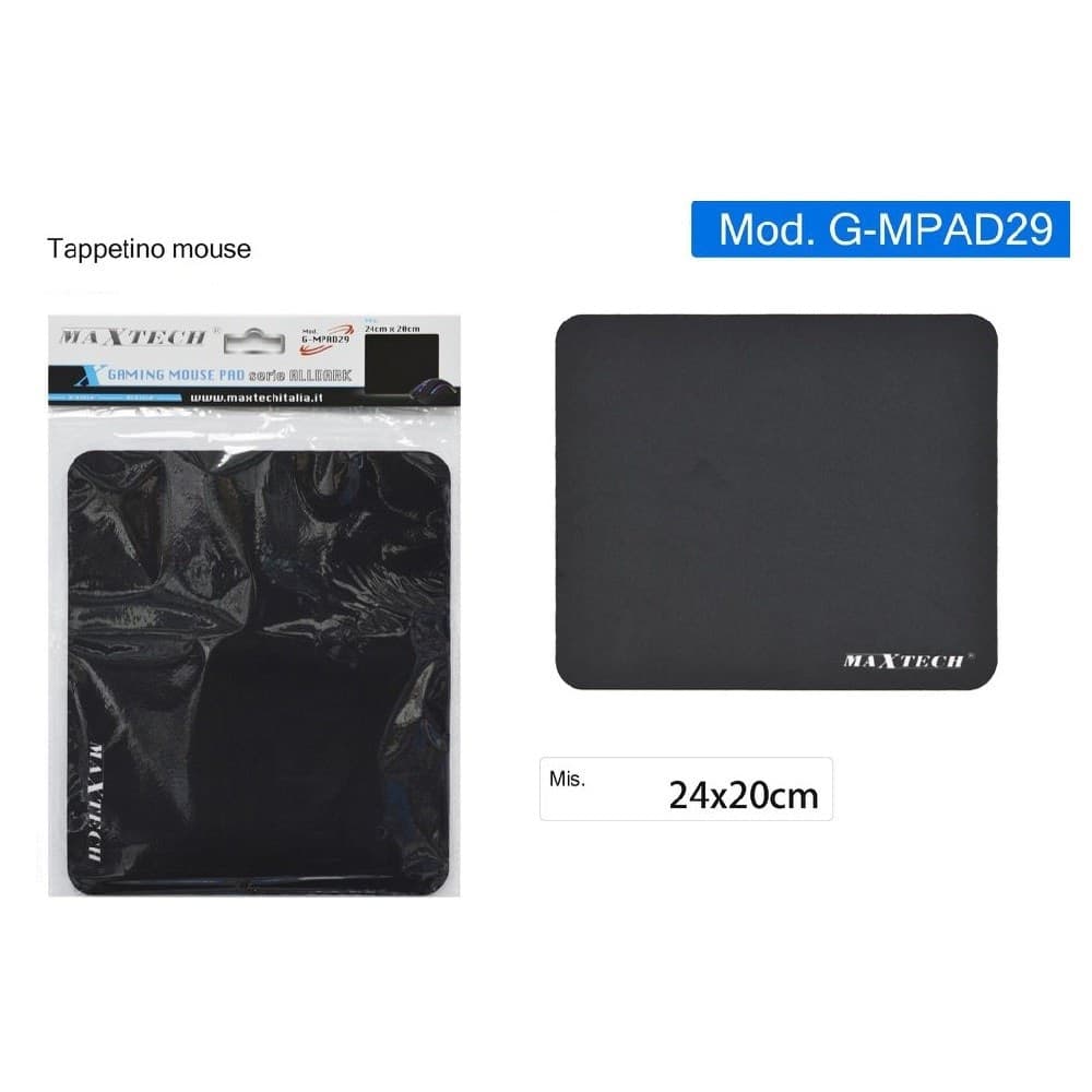 TAPPETINO GAMING MOUSE PAD NERO DA GIOCO TAPPETO ANTISCIVOLO PER PC G-MPAD29