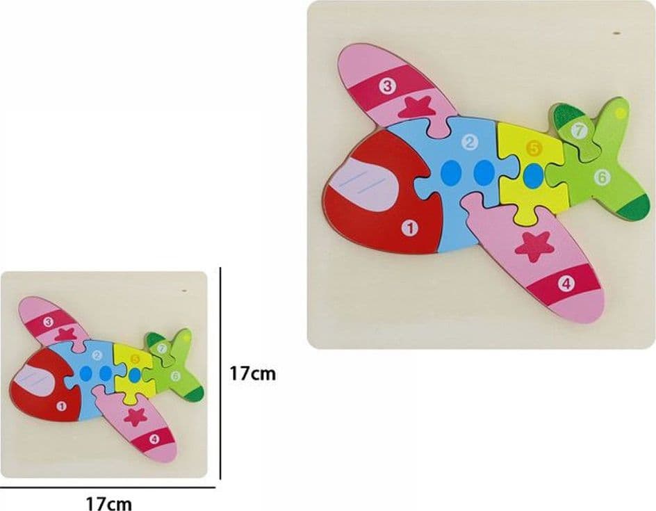 PUZZLE 3D BLOCCHI LEGNO FORMA AEREO EDUCATIVO COLORATO GIOCO BAMBINI AEREOPLANO - 2