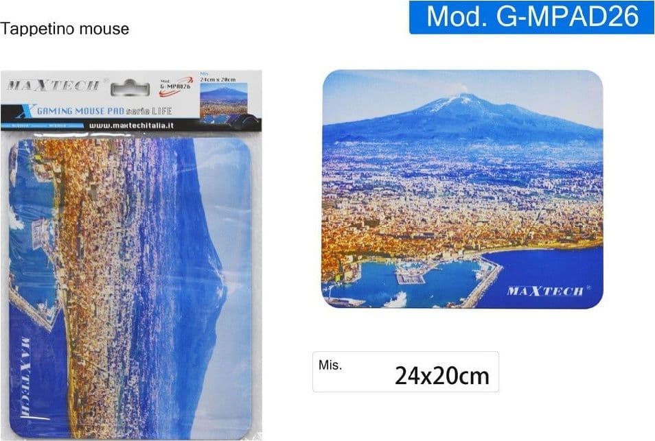TAPPETINO PER MOUSE PAD GAMING TAPPETO POGGIAPOLSO MARE CON MONTE ETNA G-MPAD26 - 2