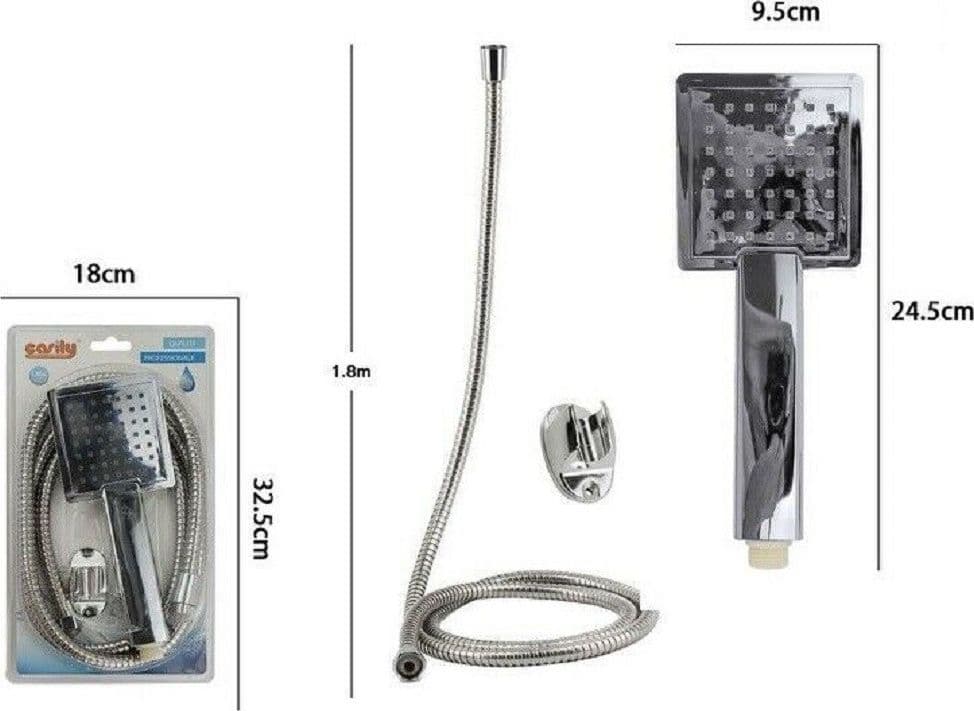 KIT DOCCETTA DOCCINO QUADRATO SOFFIONE DOCCIA BAGNO LACCIO 1,8 MT STAFFA 69304 - 2